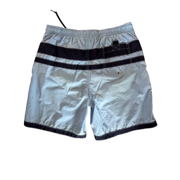 Polo Sport Vintage 90's Ralph Lauren Board Swim Trunks Blue Stripe Size Medium - Picture 6 of 10